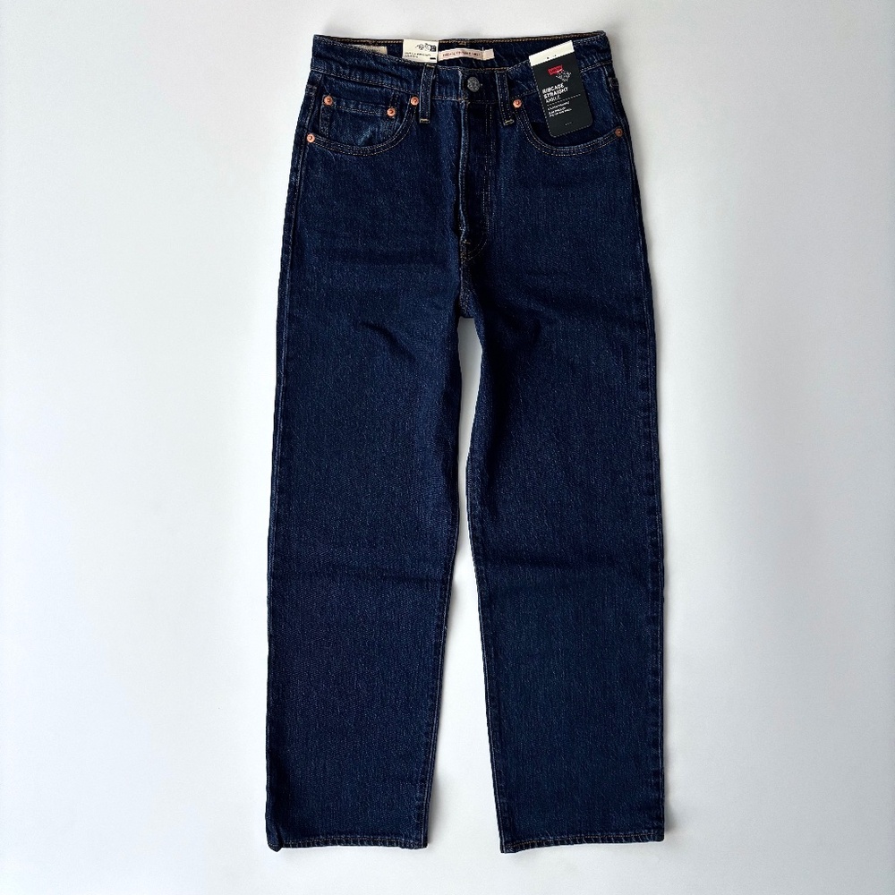 Levi's Premium Nwt Super High Rise Ribcage Straight Ankle Dark Jeans 31 x 29